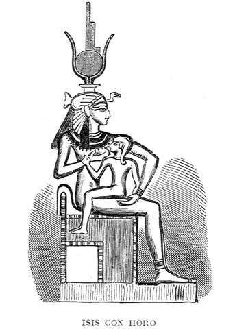 Ancient Egyptian Depiction Of Isis With Horo Coloring Page